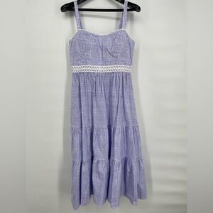 Lavender Gingham Sundress with Crochet Waistband